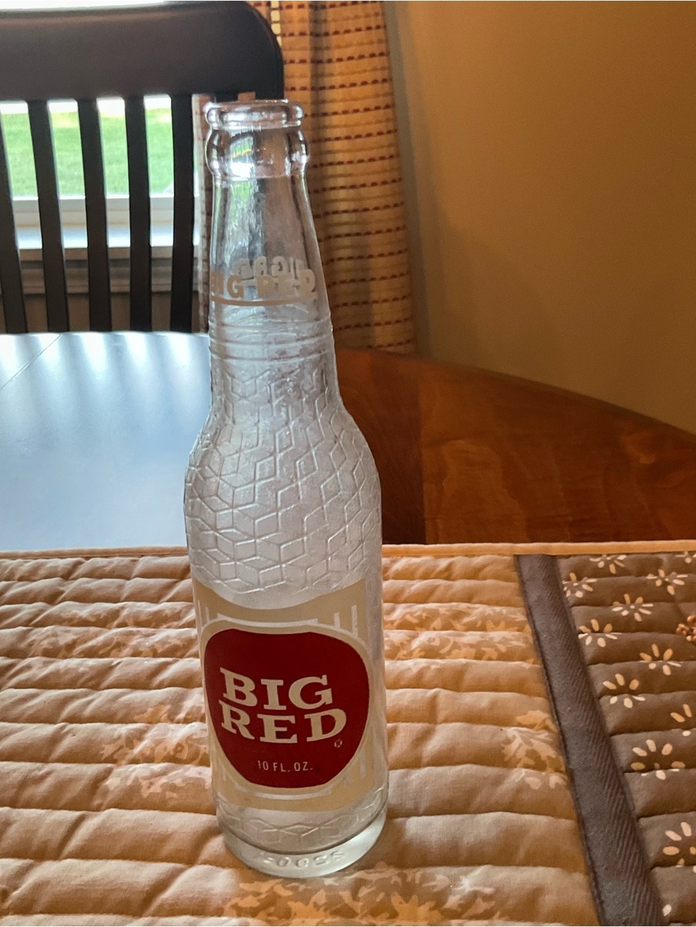 Red Soda Bottle - Clear Glass Collector Bottle Big Red Soda